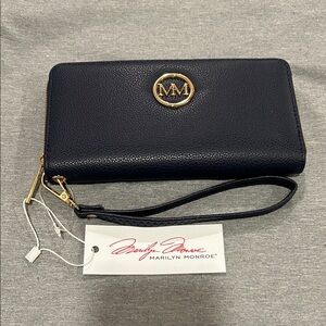 Marilyn Monroe Navy Clutch with Gold Details